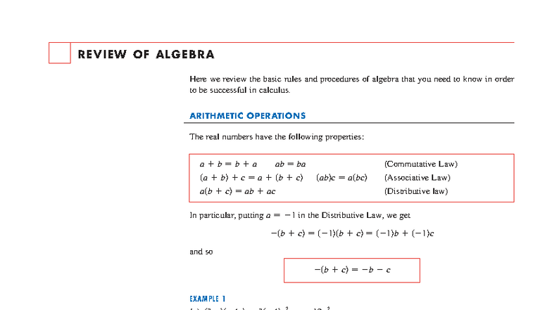 REVIEW OF ALGEBRA FOR CALCULUS I: ESSENTIALS AND EXAMPLES - Studocu