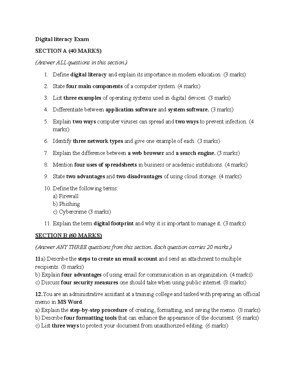 Digital Literacy Exam Nov 2024: Comprehensive Guide - Studocu