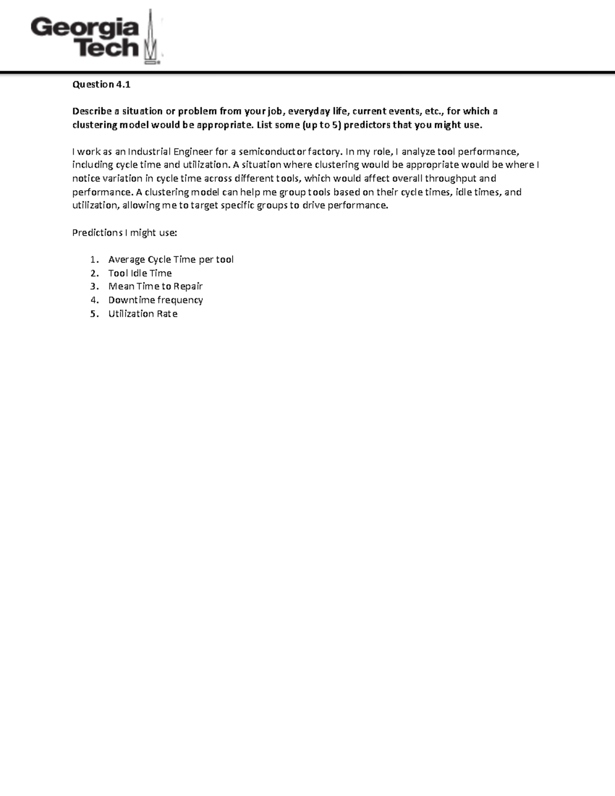 Homework 2: Clustering Model Application in Industrial Engineering ...