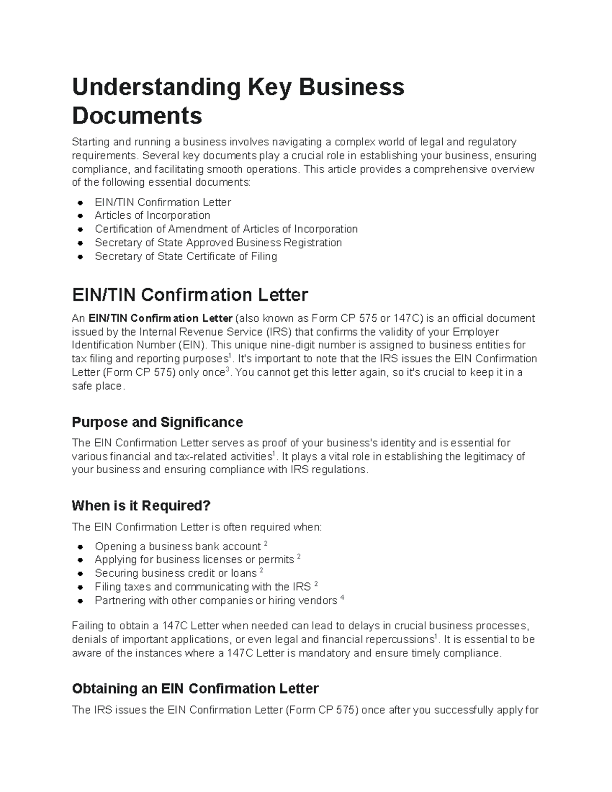 Business Document Explanations and Purpose: Key Legal Forms for ...