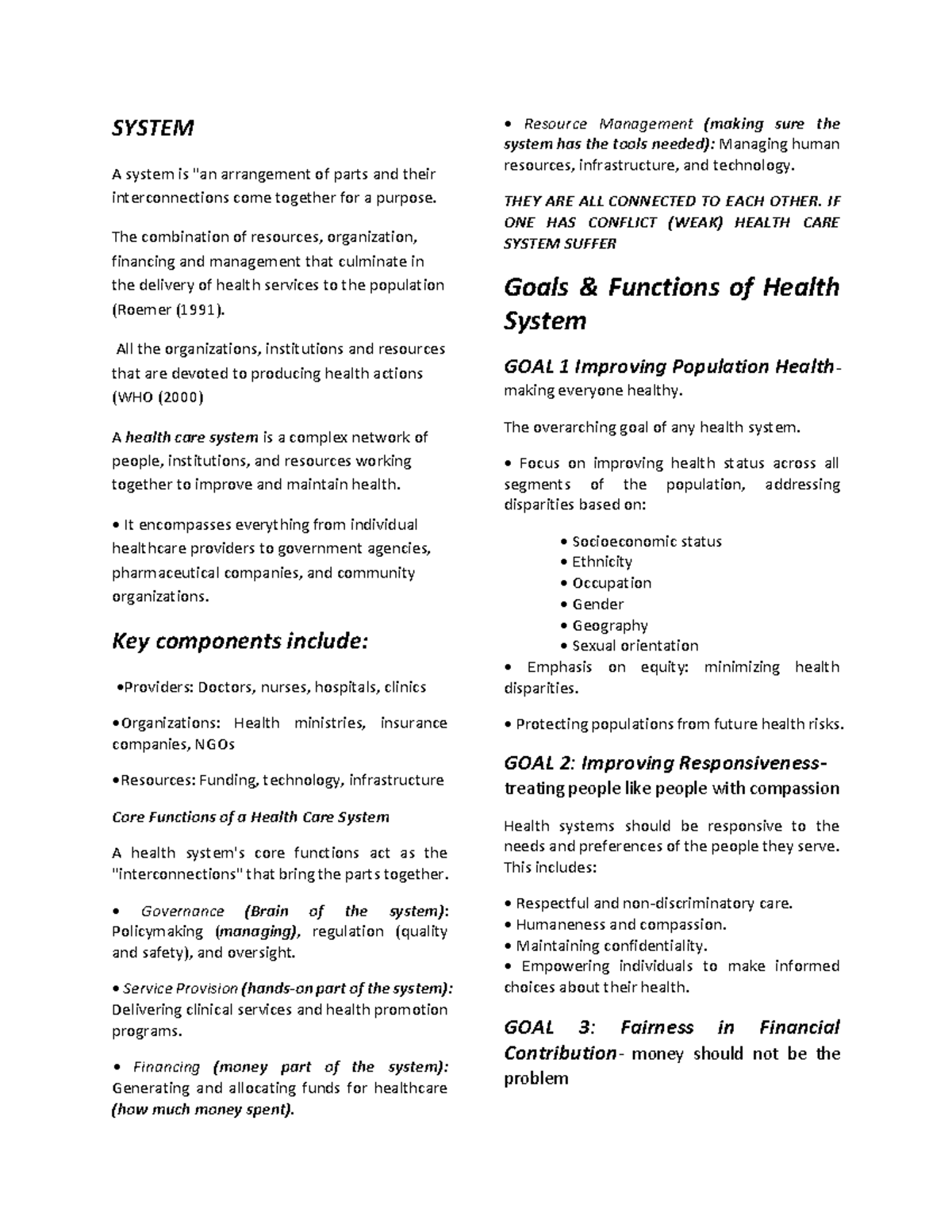 Health Care System Overview: Key Functions and Goals - Studocu