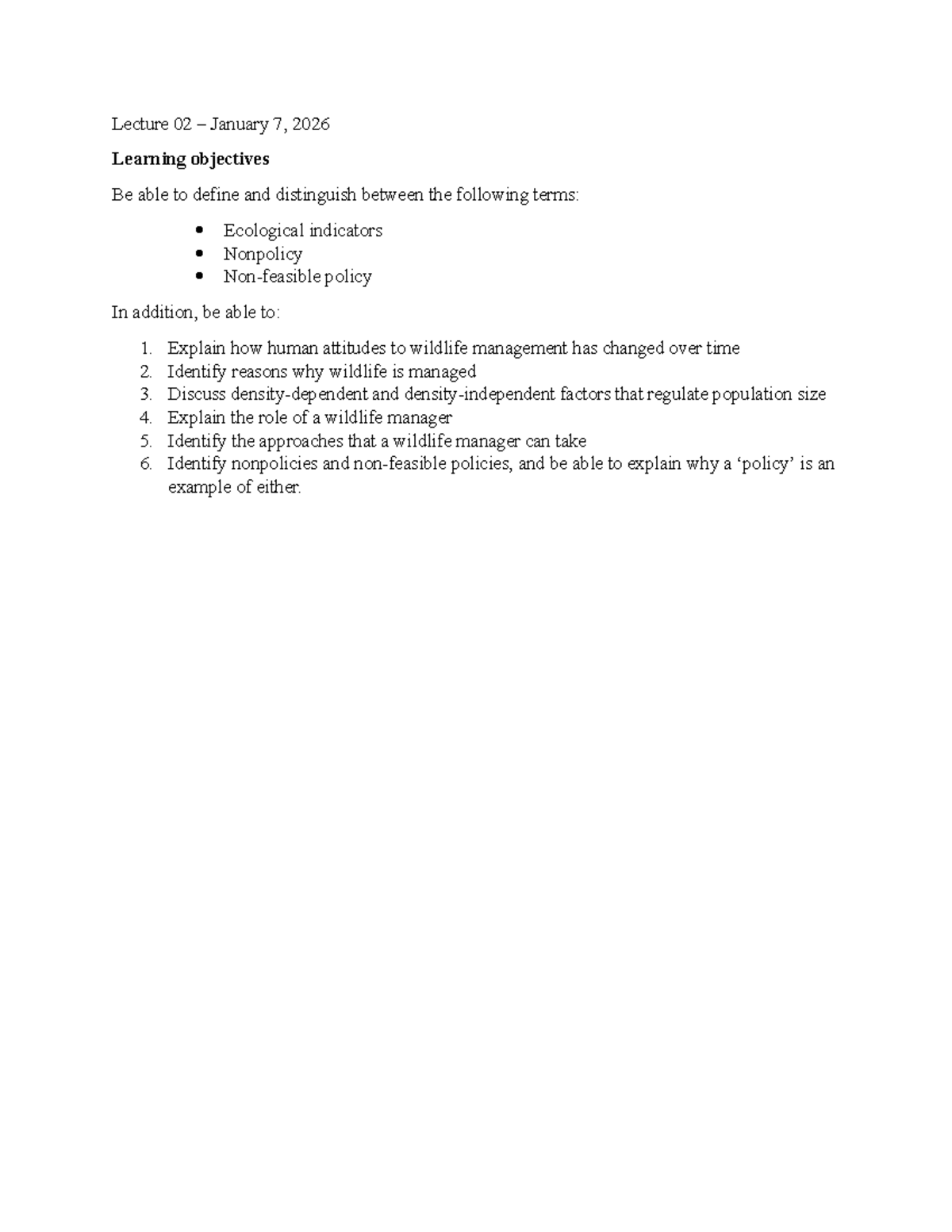 Lecture 02 - January 7 learning objectives - Lecture 02 – January 7 ...