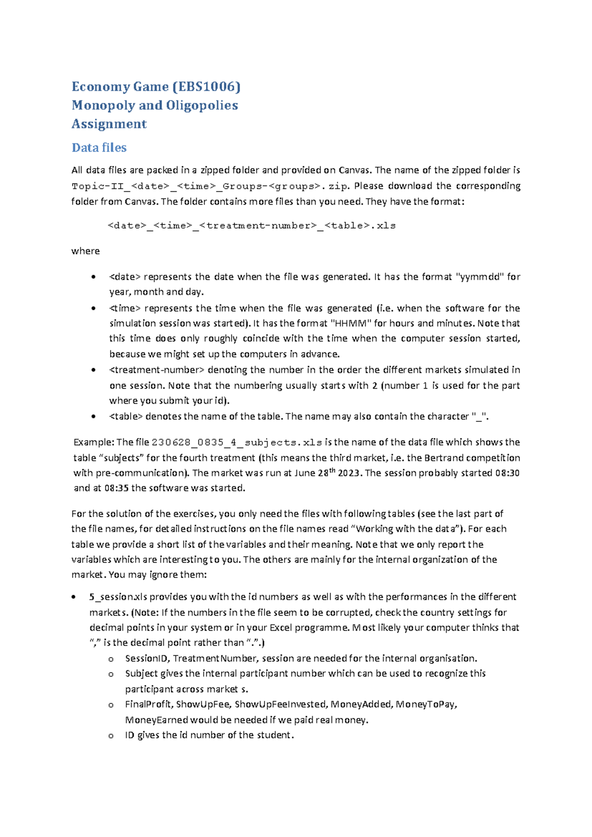 Monopoly and Oligopolies Assignment Data (EBS1006) - Studocu