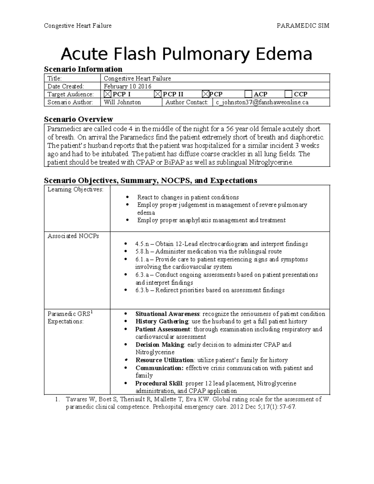 Congestive Heart Failure Scenario: Acute Flash Pulmonary Edema ...