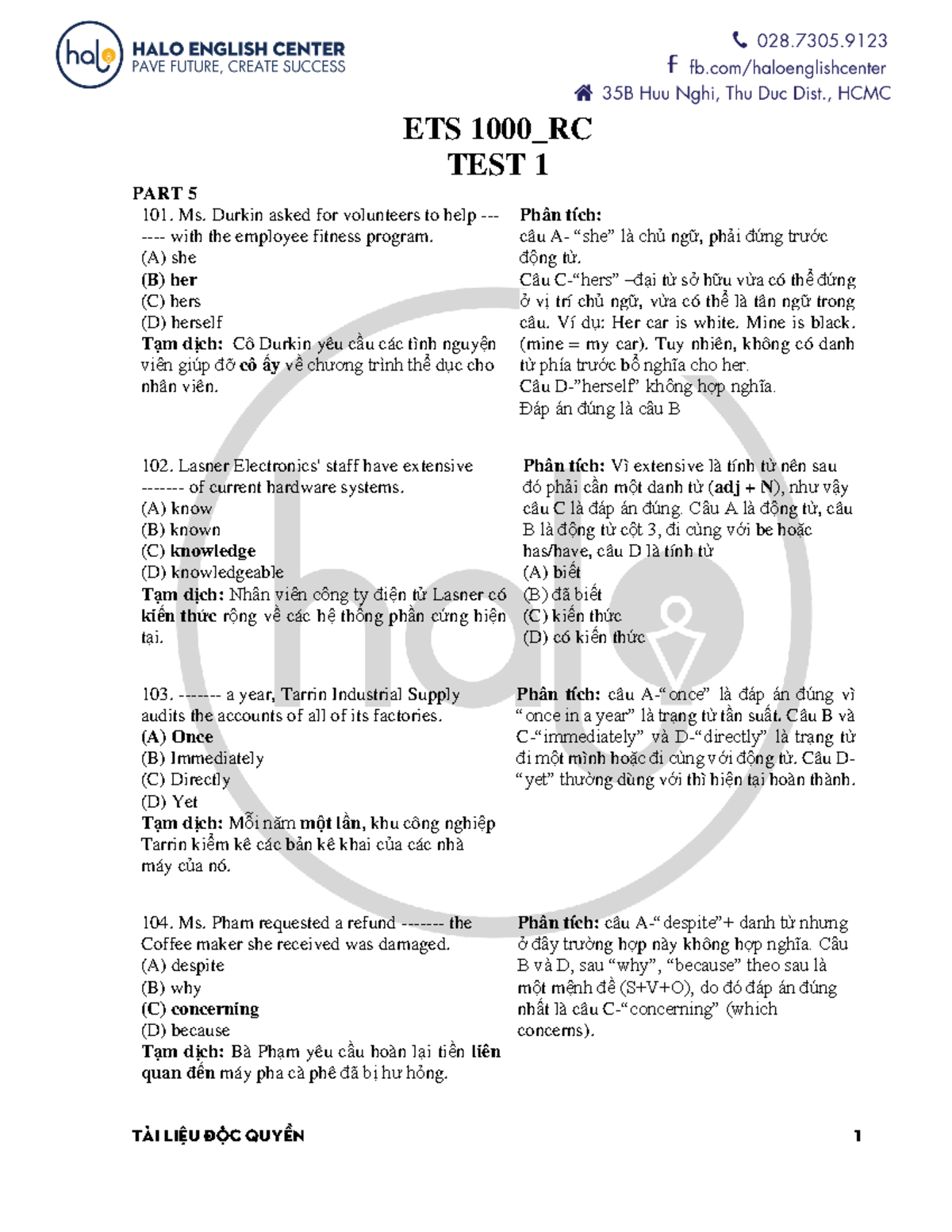 ETS 1000 Test 1 Reading Comprehension Study Guide - Studocu