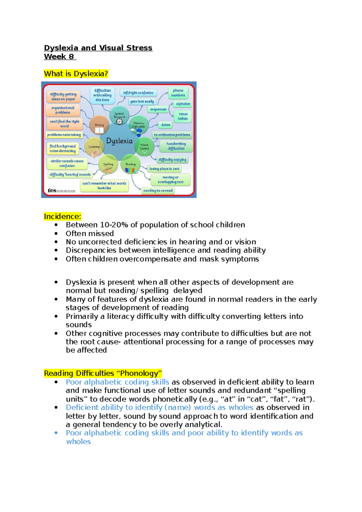 Dyslexia and Visual Stress week 8 - Dyslexia and Visual Stress Week 8 ...