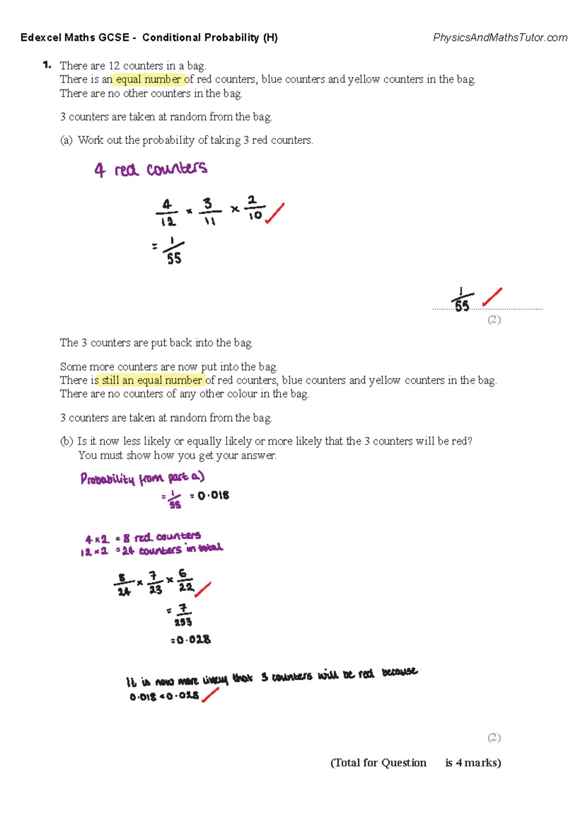 Conditional Probability (H) MA - Studocu