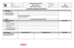 A Detailed Lesson Plan in Mathematics for Grade 10 - Dangpas Date ...
