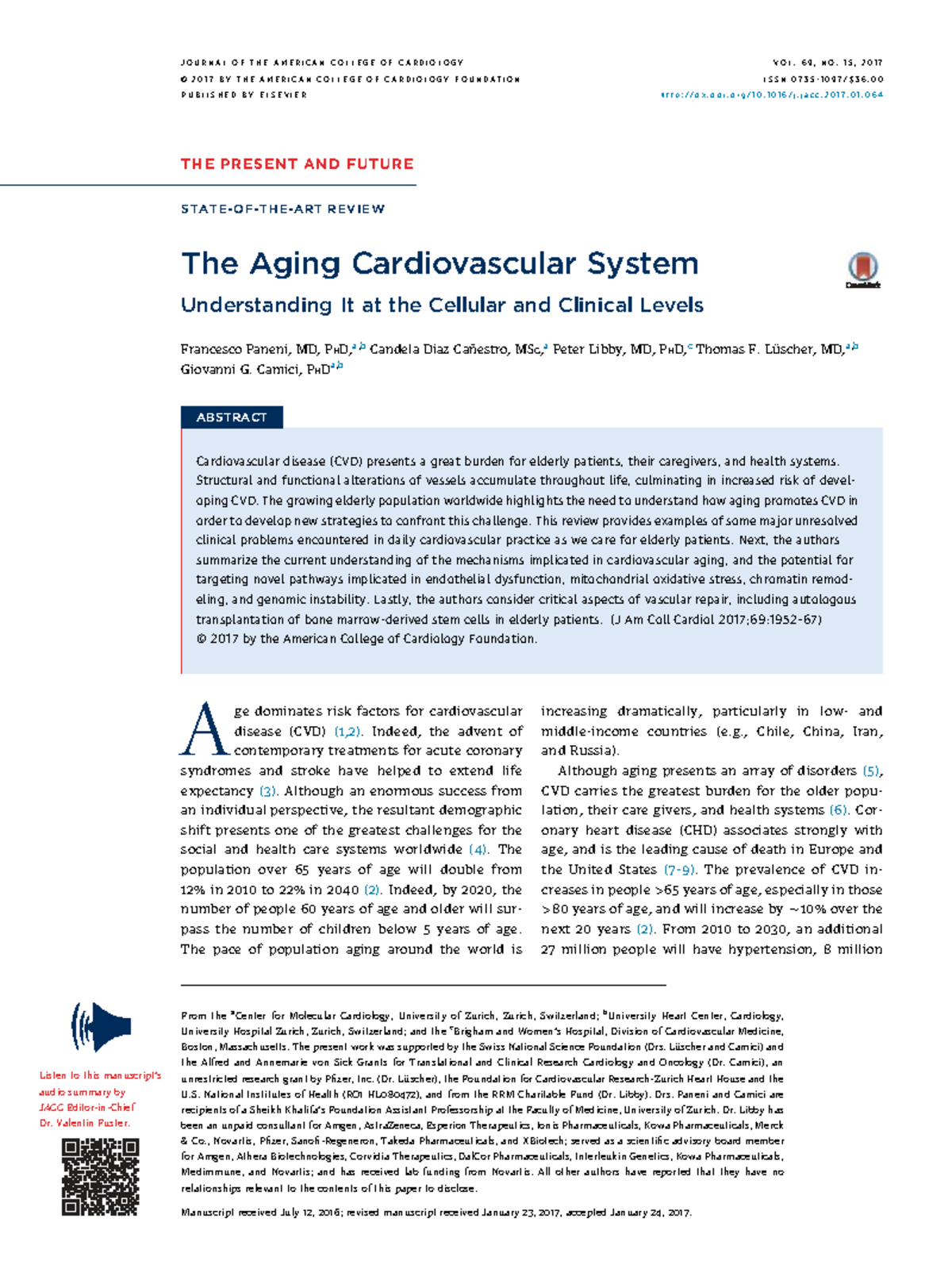 JACC 69(15): The Aging Cardiovascular System - Cellular & Clinical ...