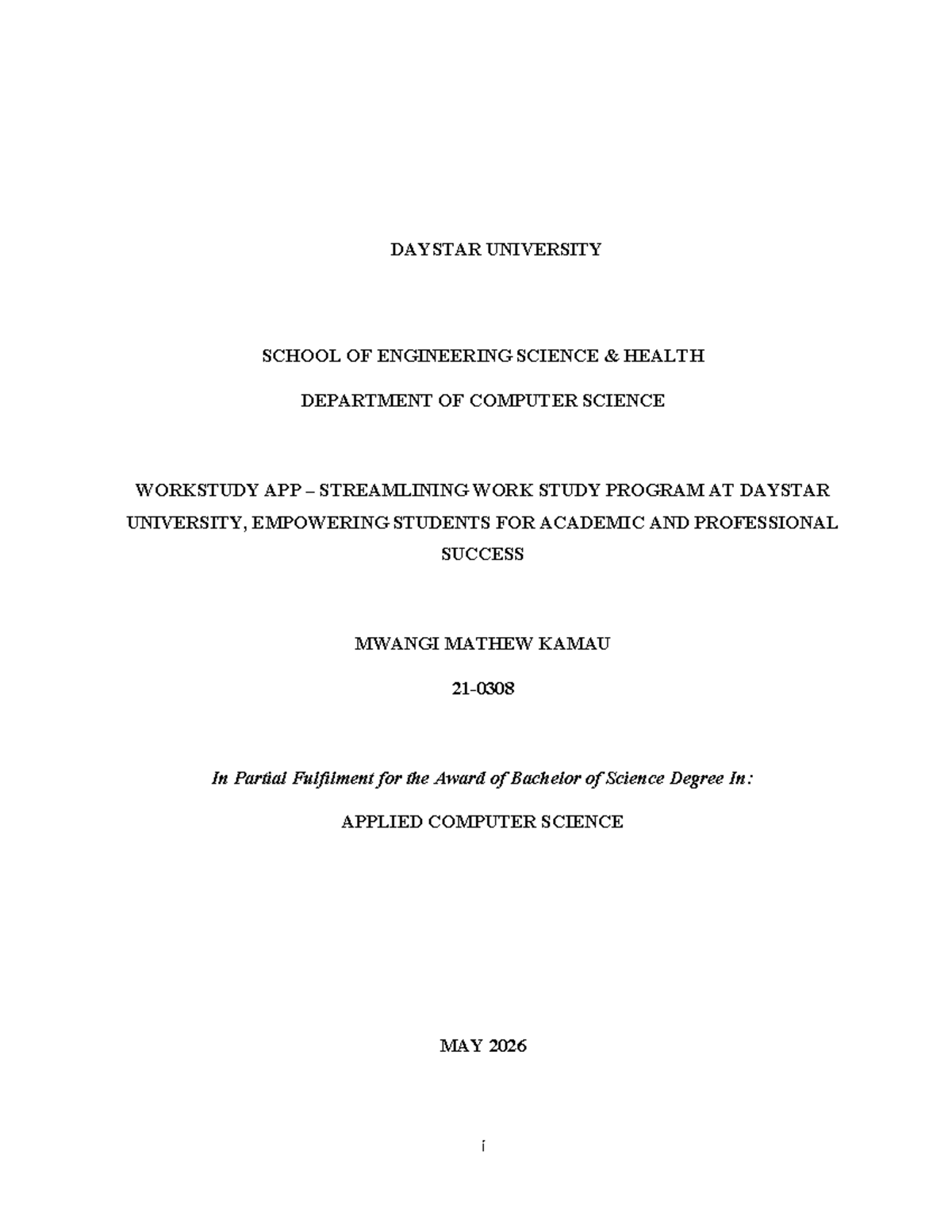 Work-Study App: Streamlining Student Employment at Daystar University ...