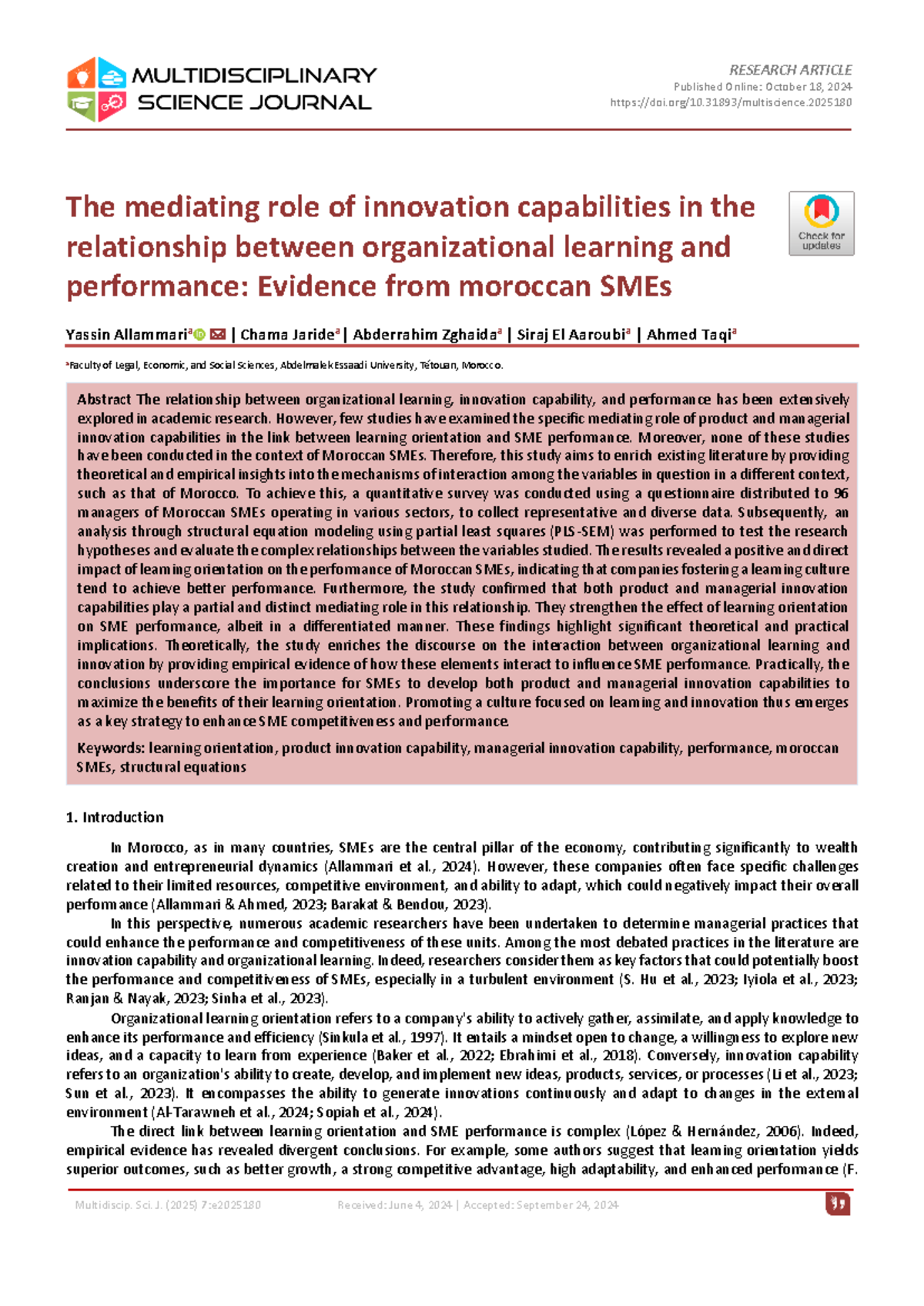 The Mediating Role of Innovation Capabilities in Learning Orientation ...