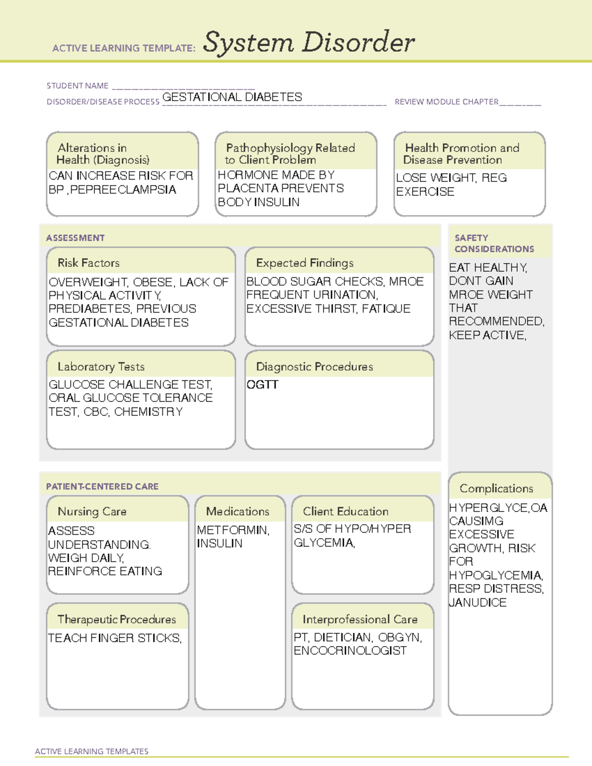 System Disorder Active Learning Template - ATI Resources - Studocu