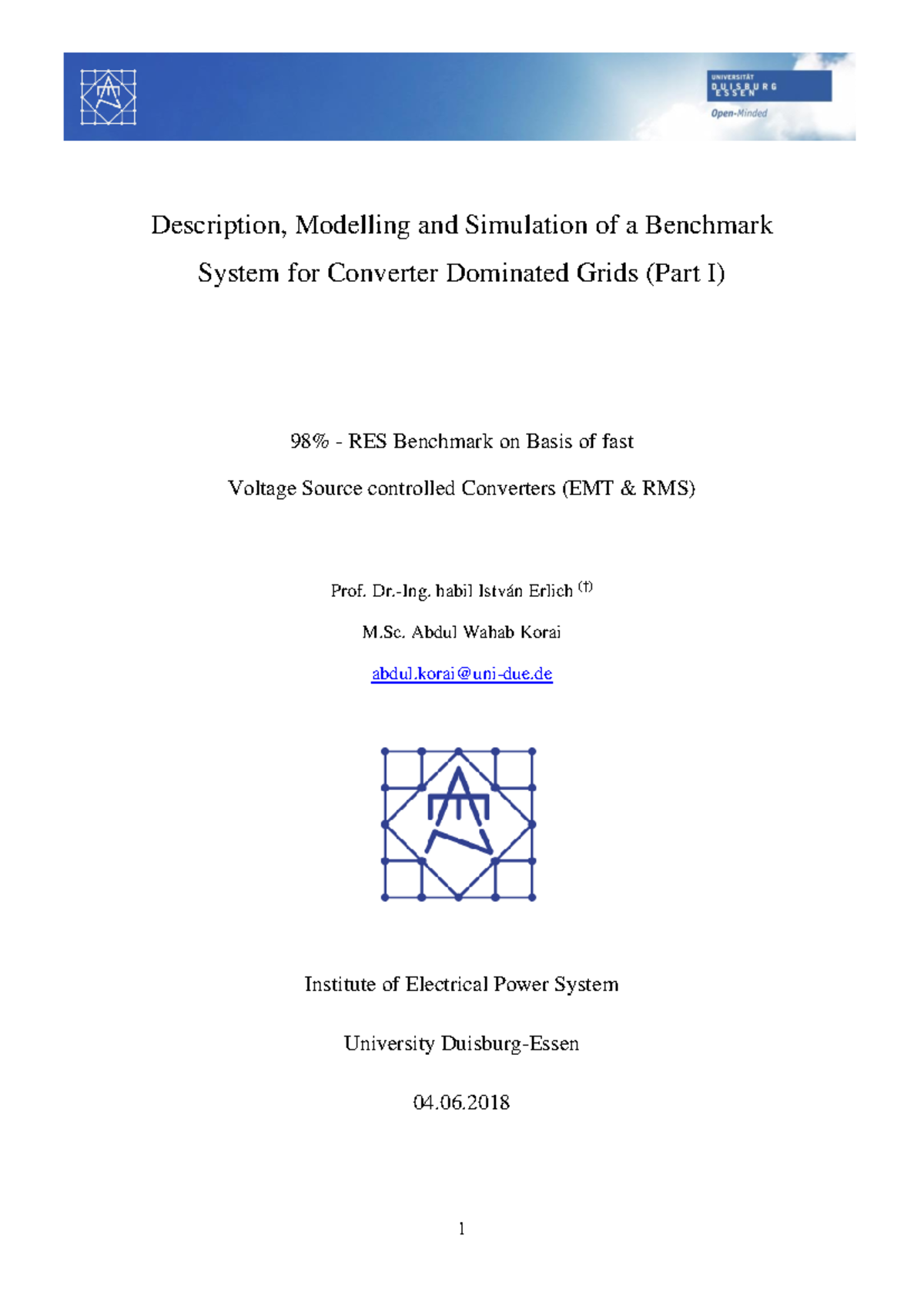 Benchmark System for Converter Dominated Grids (Part I) - EMT & RMS ...