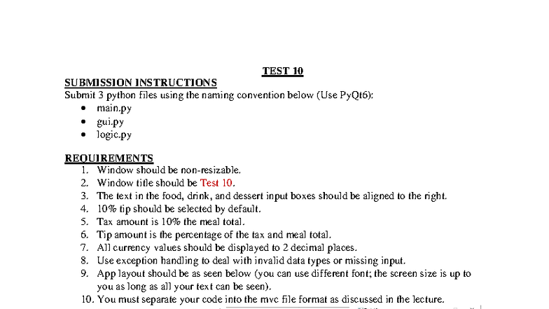 Test 10 - Python File Submission Instructions (PyQt6) - Studocu