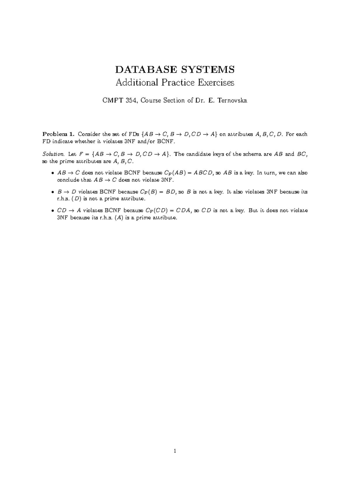 CMPT 354 Midterm I Sample Problems and Solutions - Studocu