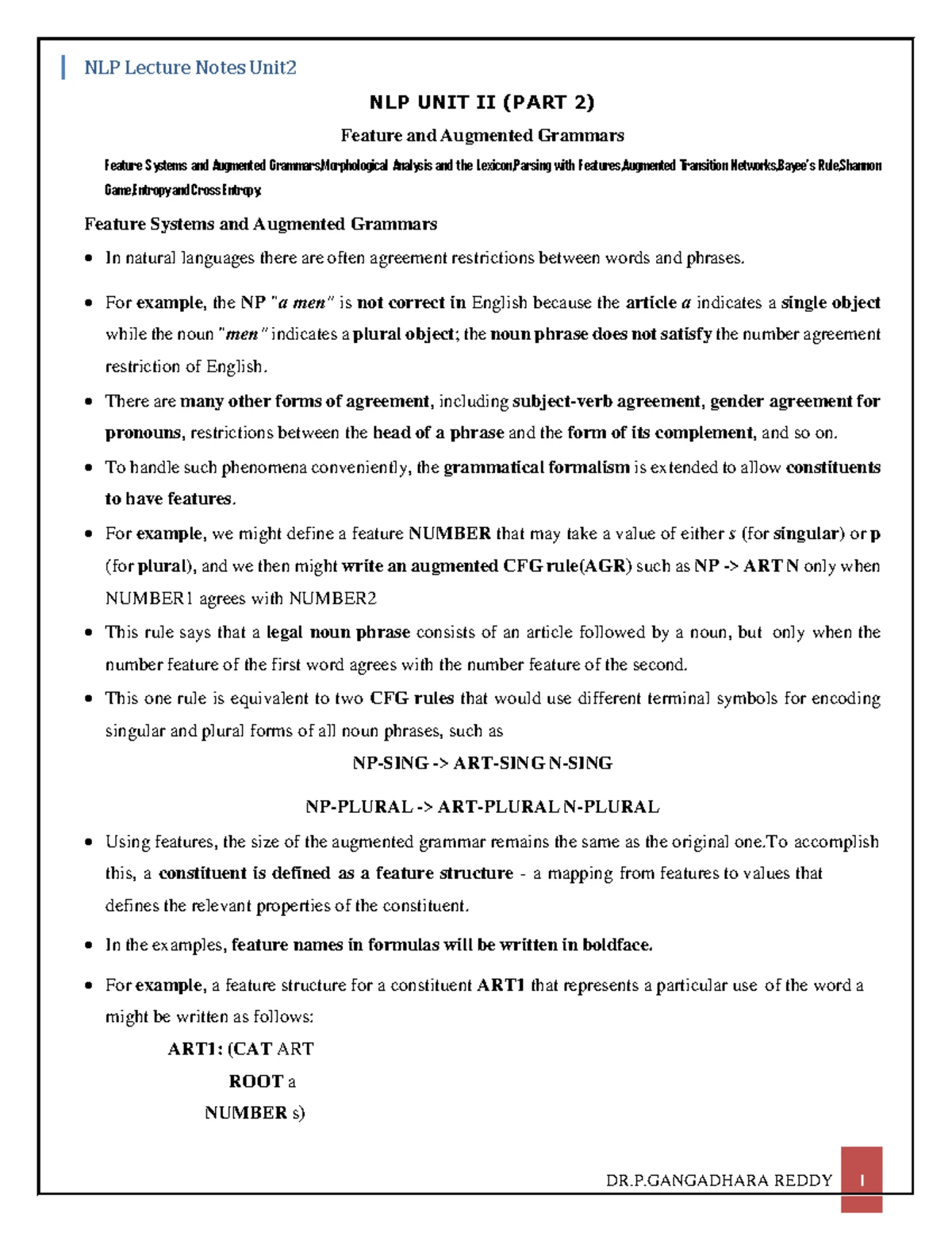 NLP Notes for Effective Learning and Understanding - Wednesday Unit al ...