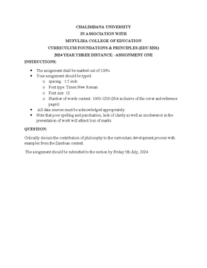 MAT 1100 Tutorial Sheet 1 - Page 1 of 3 Chalimbana University in ...