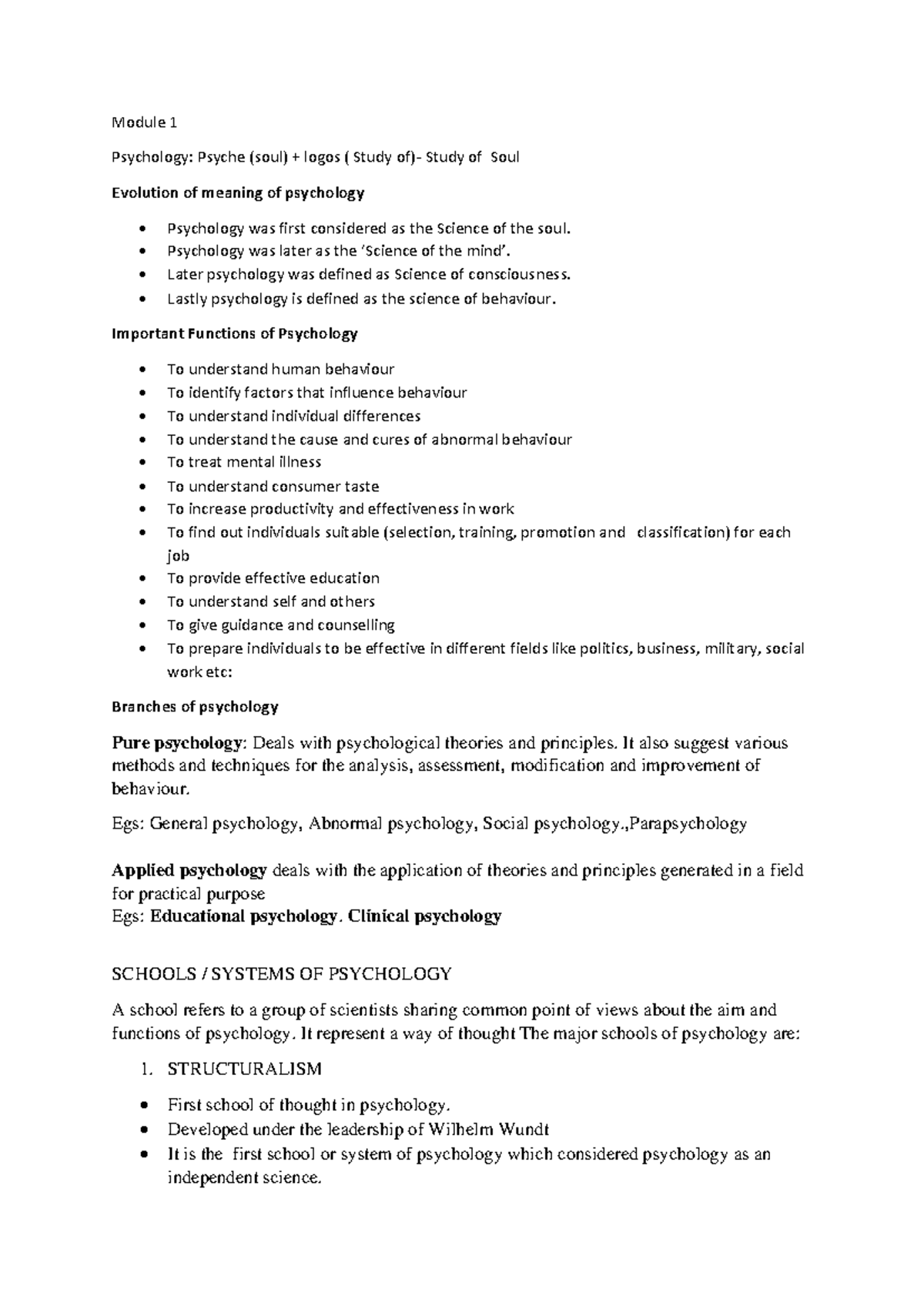 Module 1 Psychology: Understanding the Evolution of Psychological ...