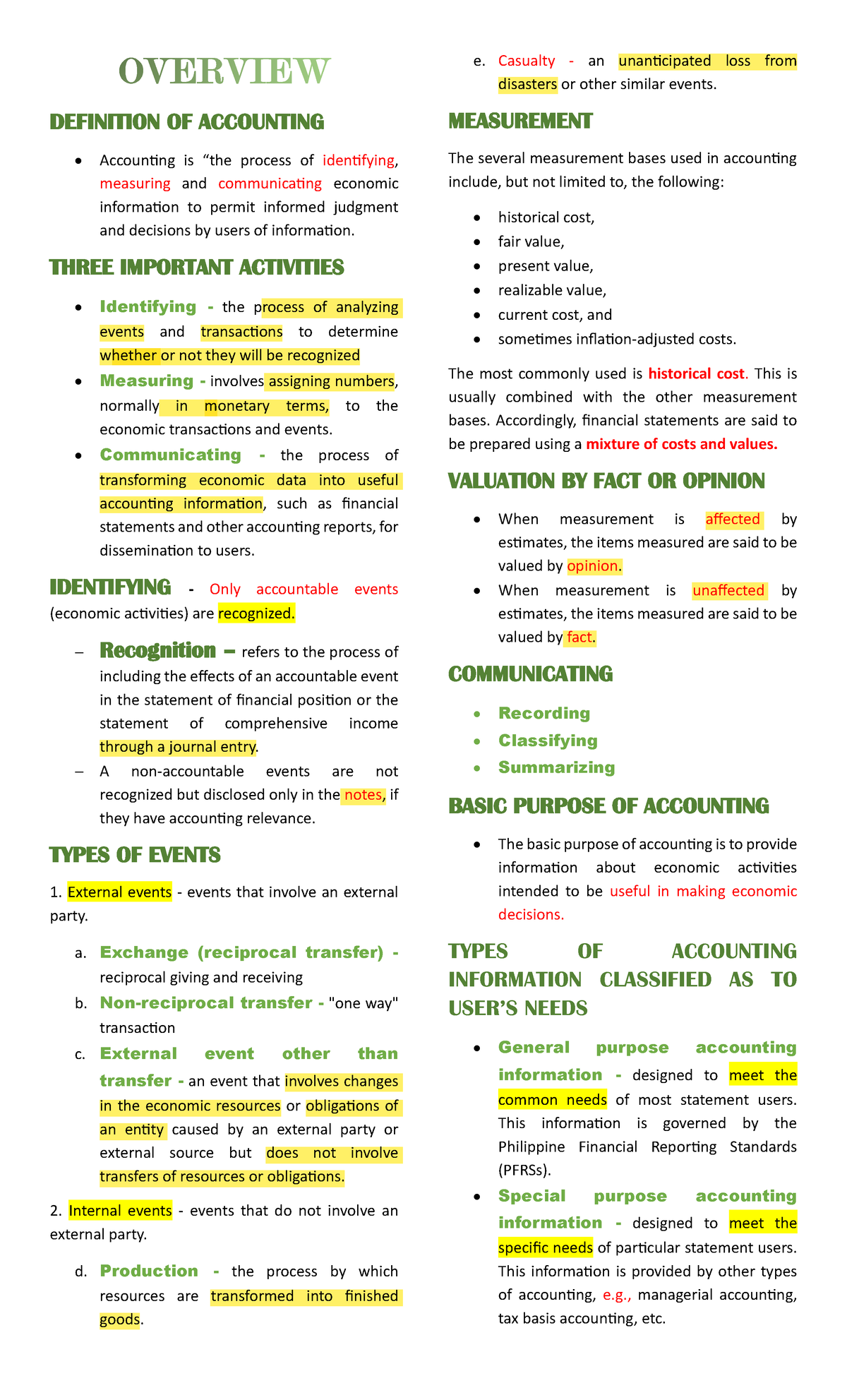 CFAS 101: Overview of Accounting Principles and Measurement Concepts ...