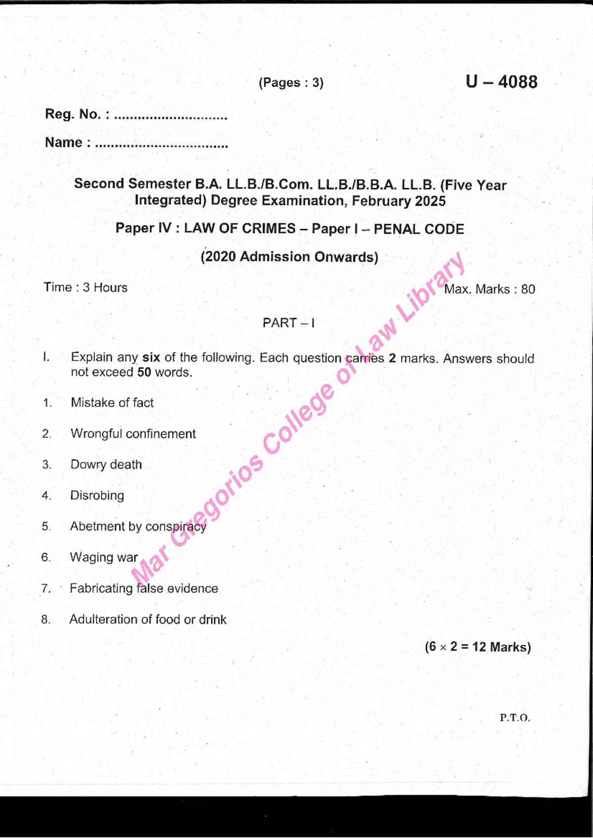 Law of Crimes - Paper I: Penal Code Study Notes (Feb 2025) - Studocu