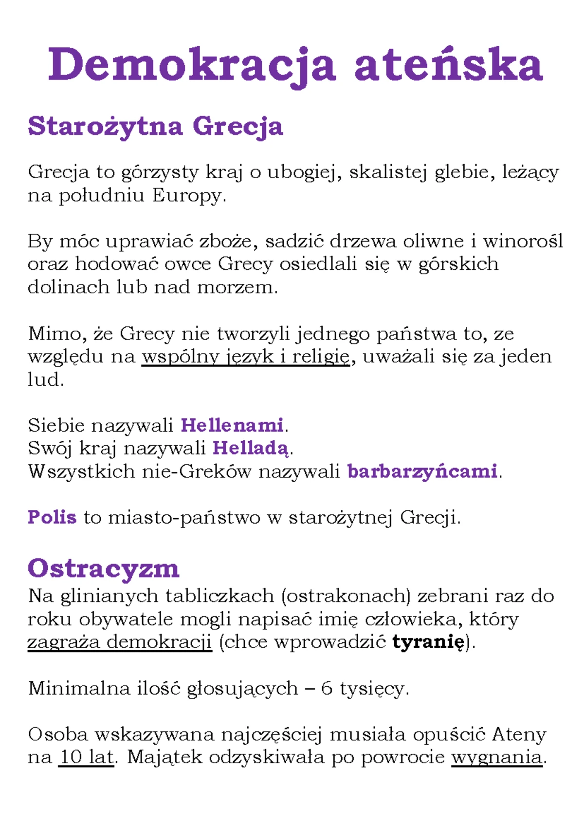 Sprawdzian Z Historii Klasa 5 Temat Demokracja Ateńska