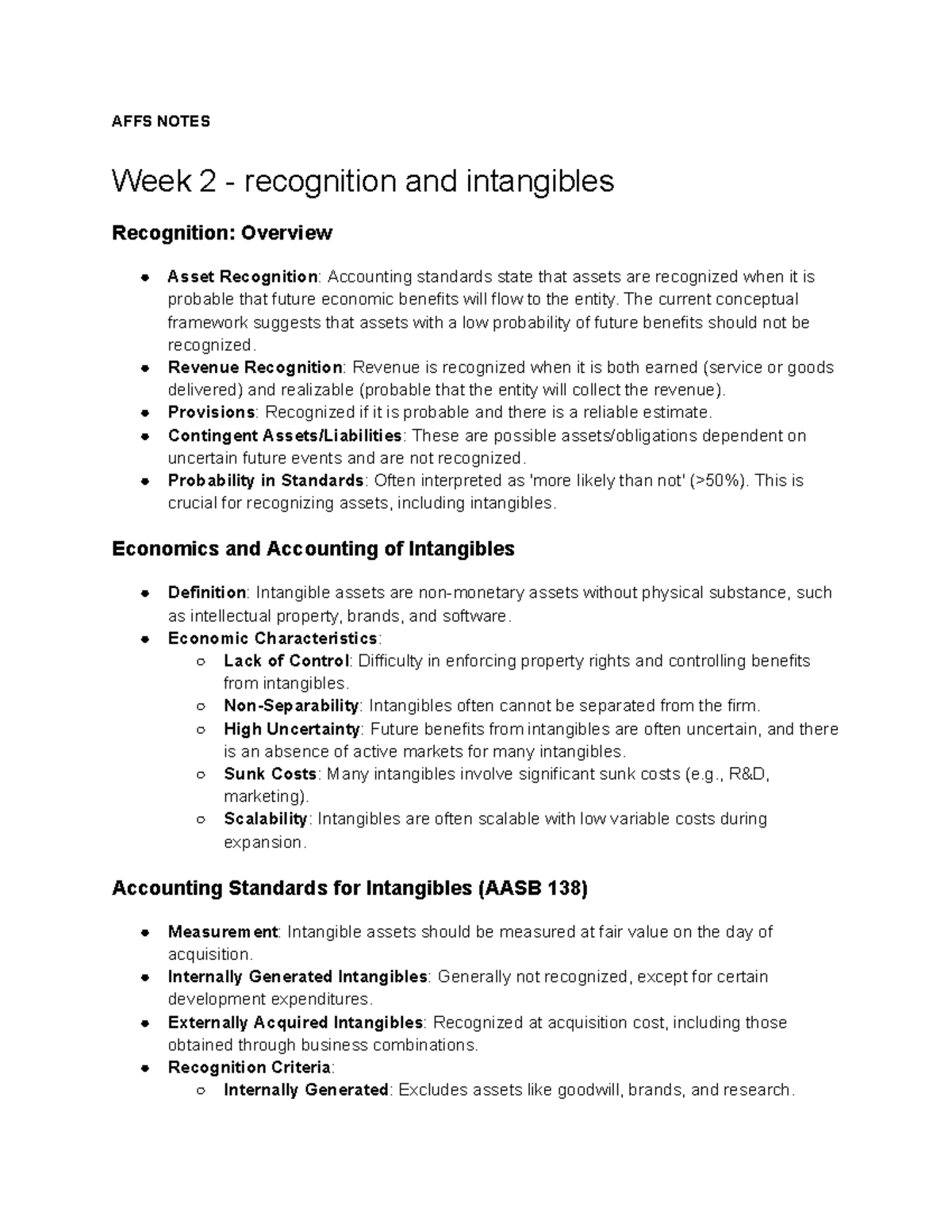 AFFS Week 2 & 4 Notes: Recognition, Intangibles, and Income Reporting ...