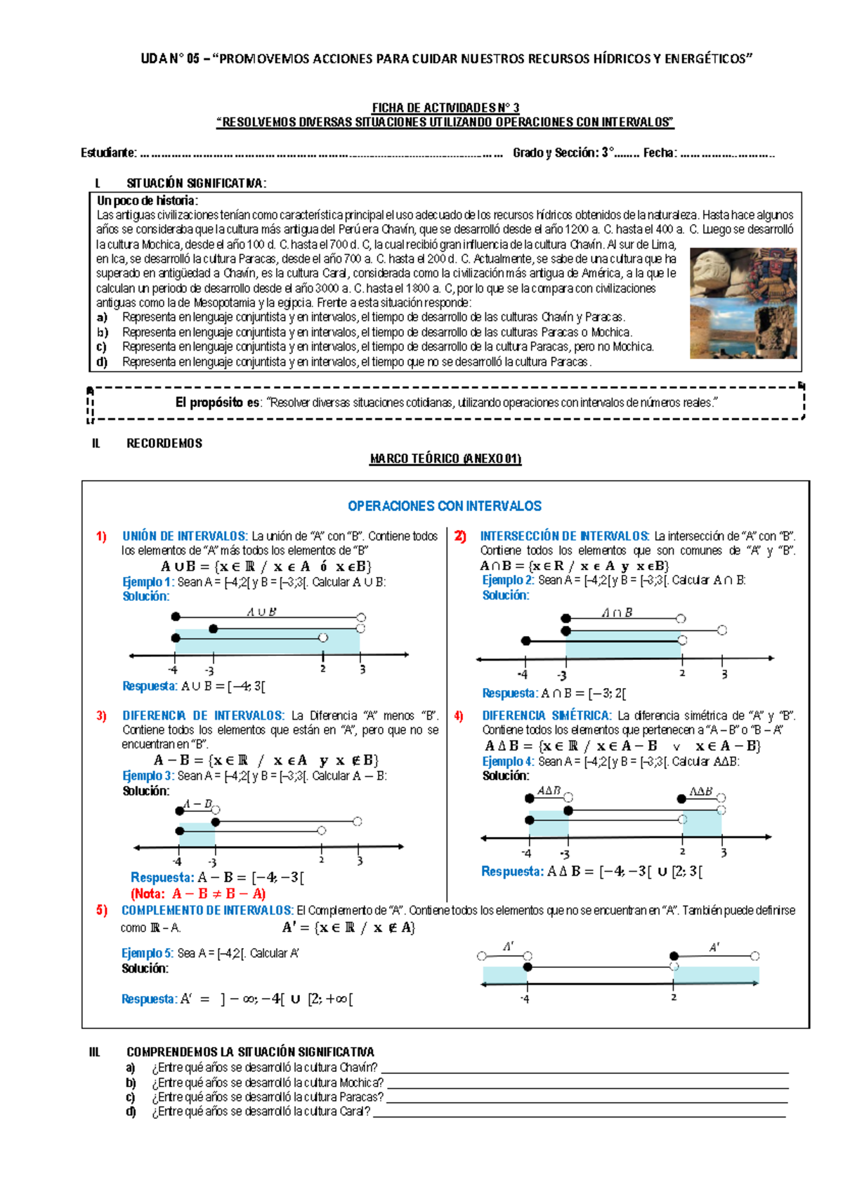 Actividades de Matemáticas 3° - Operaciones con Intervalos UDA 5 S3 - Document Preview