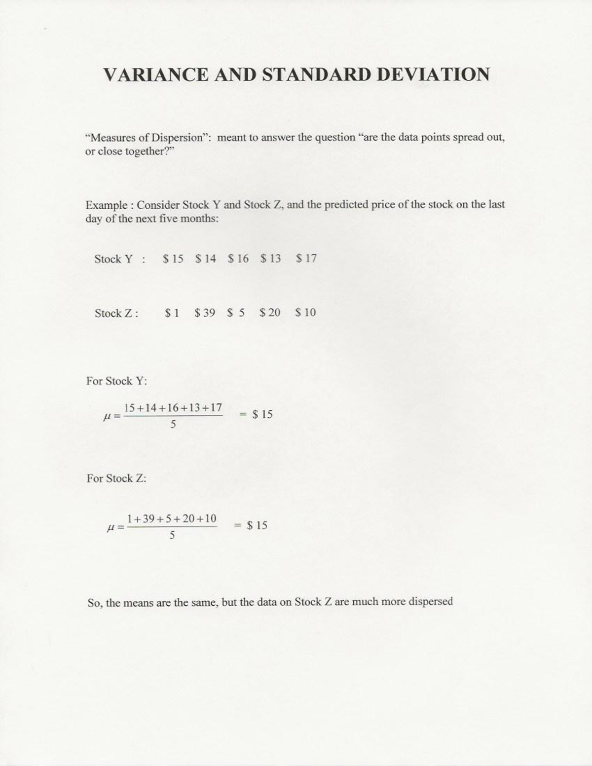 Lecture on Variance and Standard Deviation - Studocu