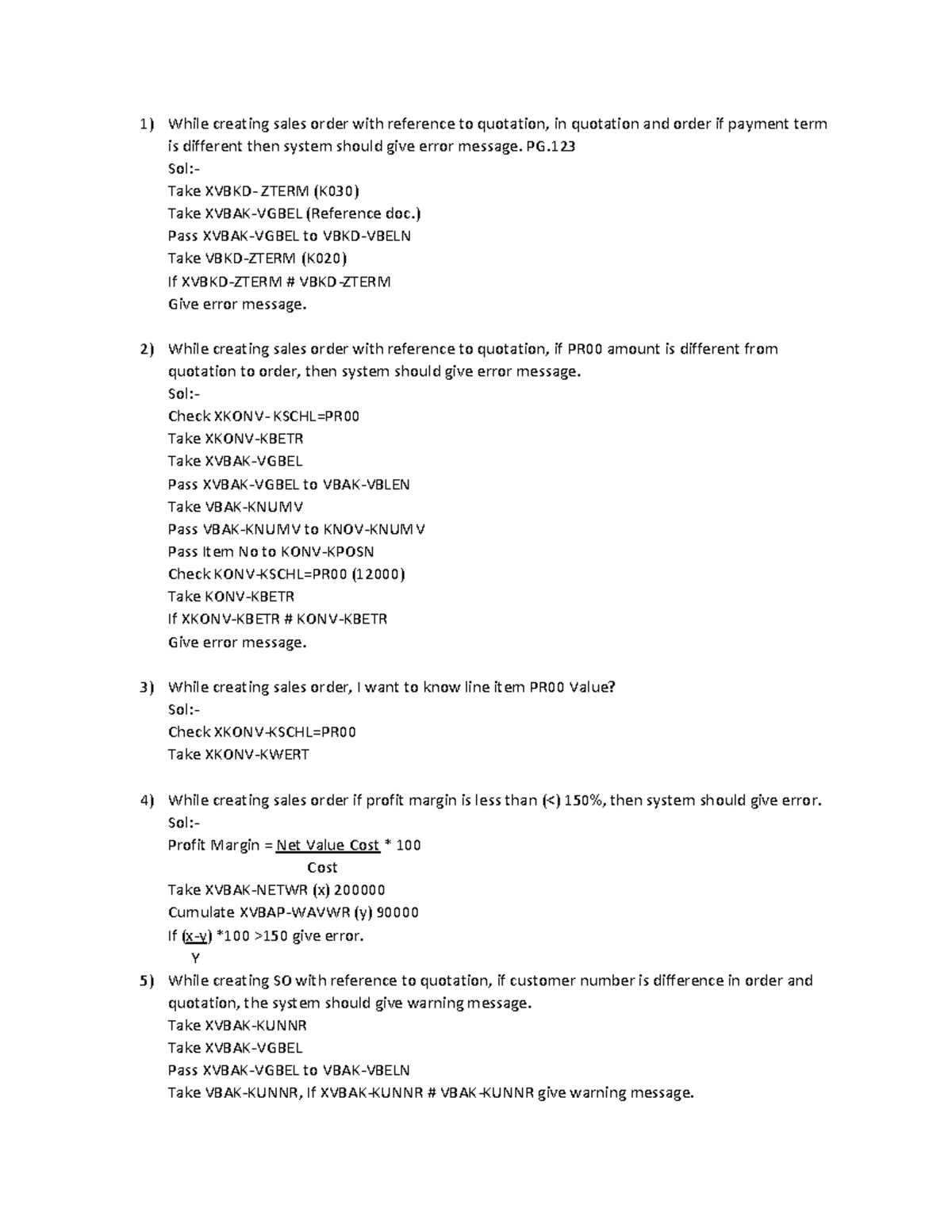 SAP SD Pratical Scenarios pdf 1718003004 - While creating sales order ...