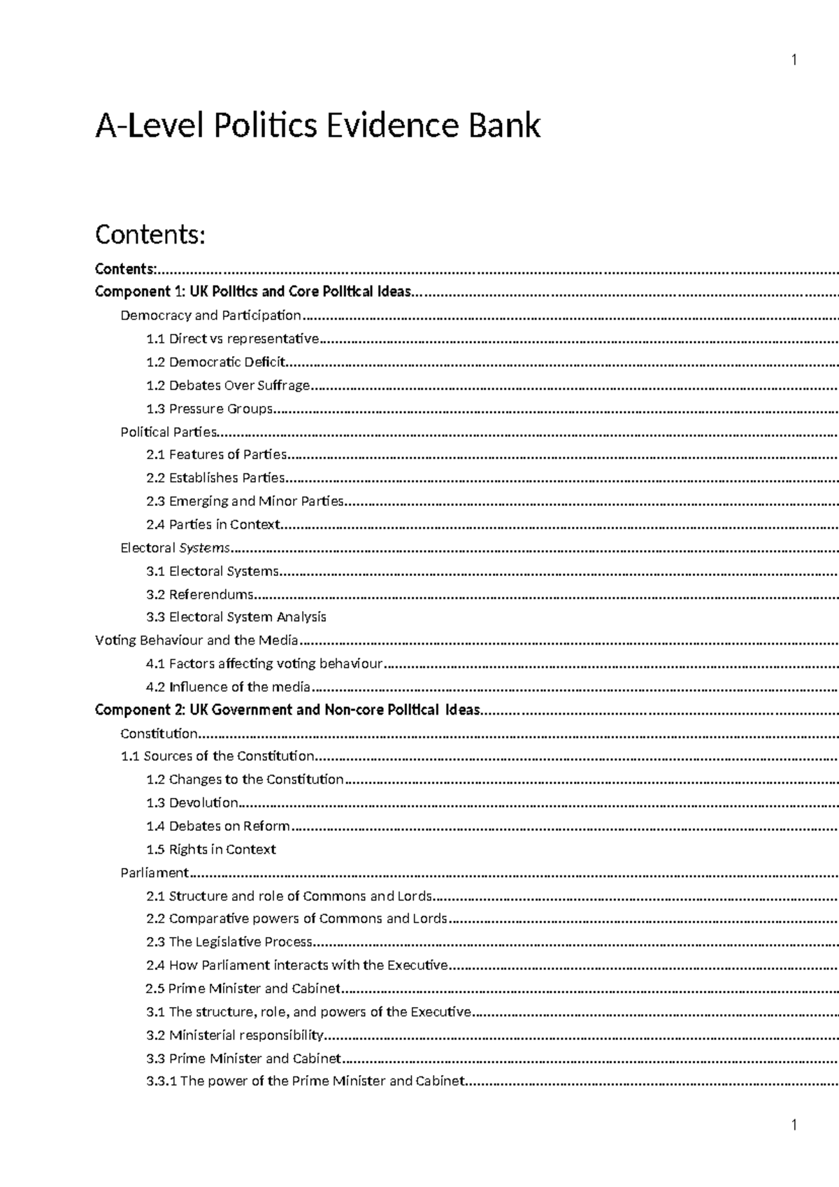 A-Level Politics Evidence Bank: Key Themes in UK and US Political ...