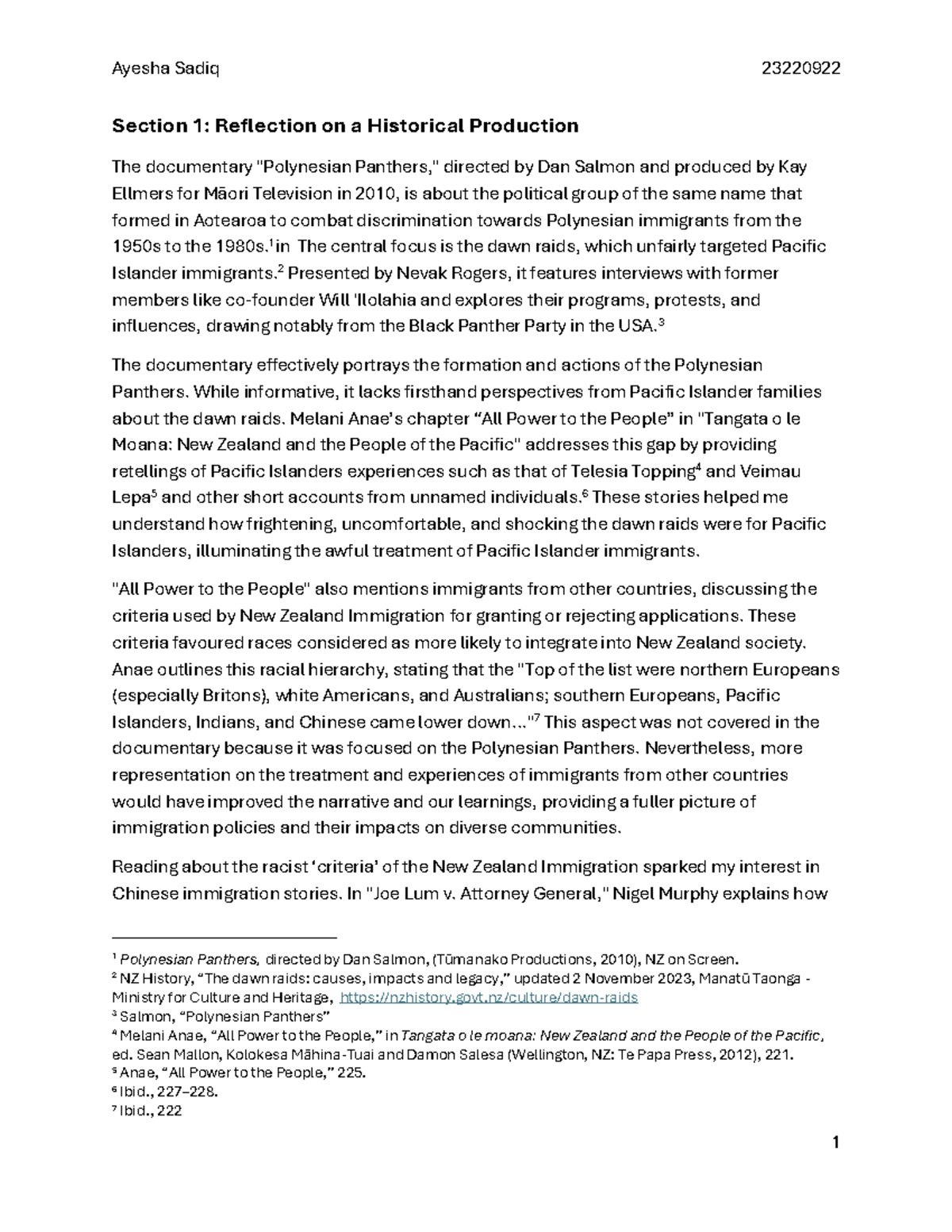 HIST 202: Reflection on Immigration and the Polynesian Panthers ...
