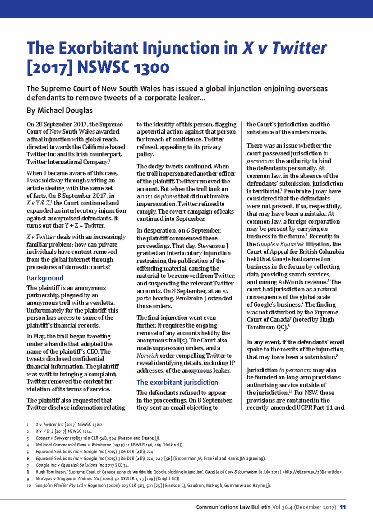X v twitter analysis - Communications Law Bulletin Vol 36 (December ...