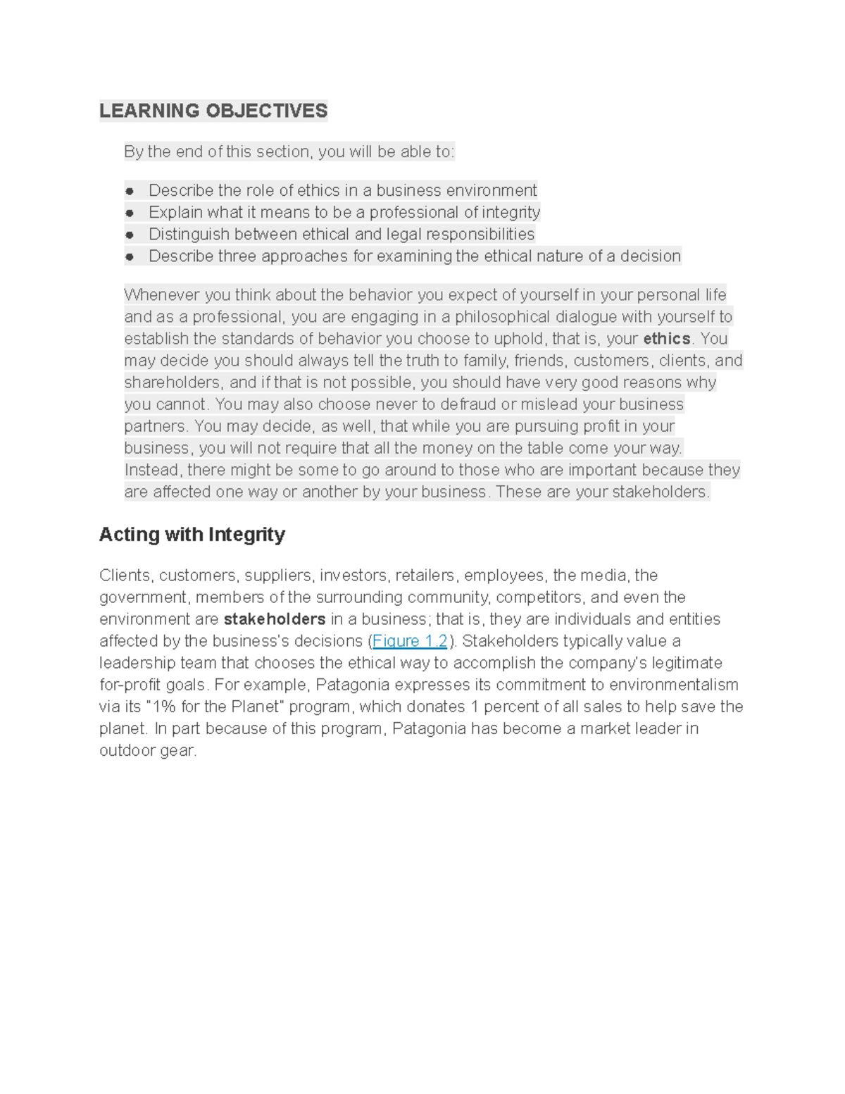 Being a professional of intergrity - LEARNING OBJECTIVES By the end of ...