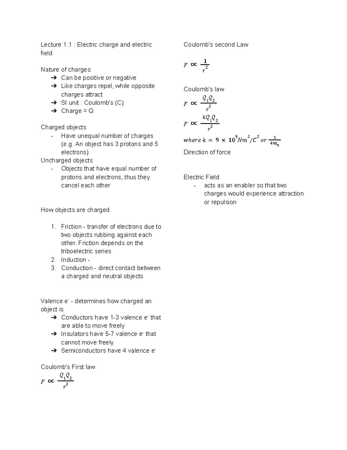 ENG 207B Lecture 1.1: Electric Charge and Electric Field Overview - Studocu