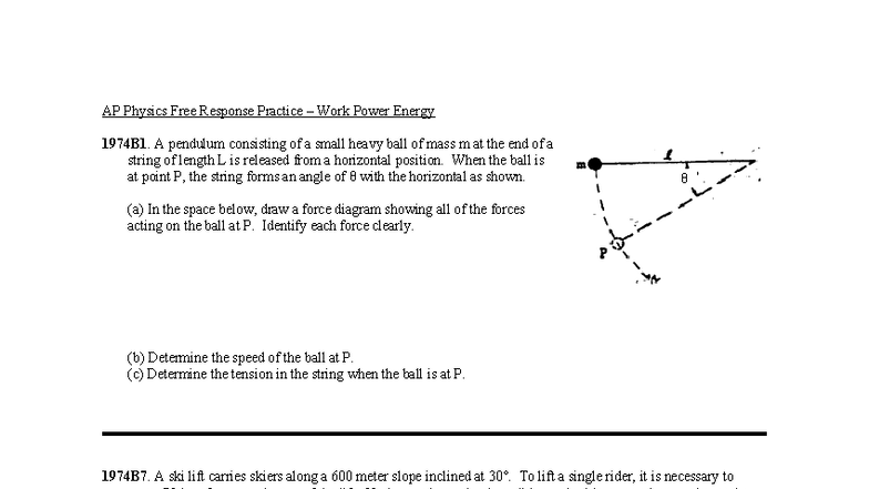 AP Physics 4b Work & Energy Free Response Practice Problems - Studocu