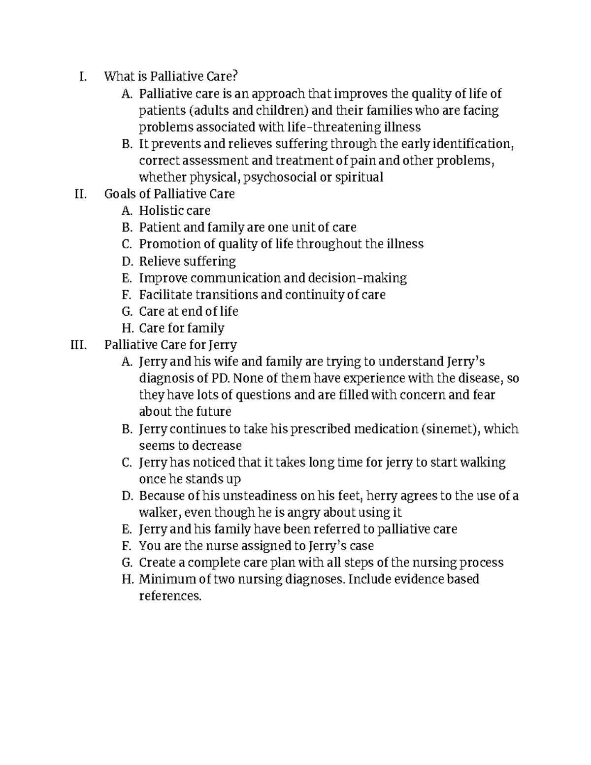 Palliative Care Insights and Nursing Plan for Case Study Analysis - Studocu