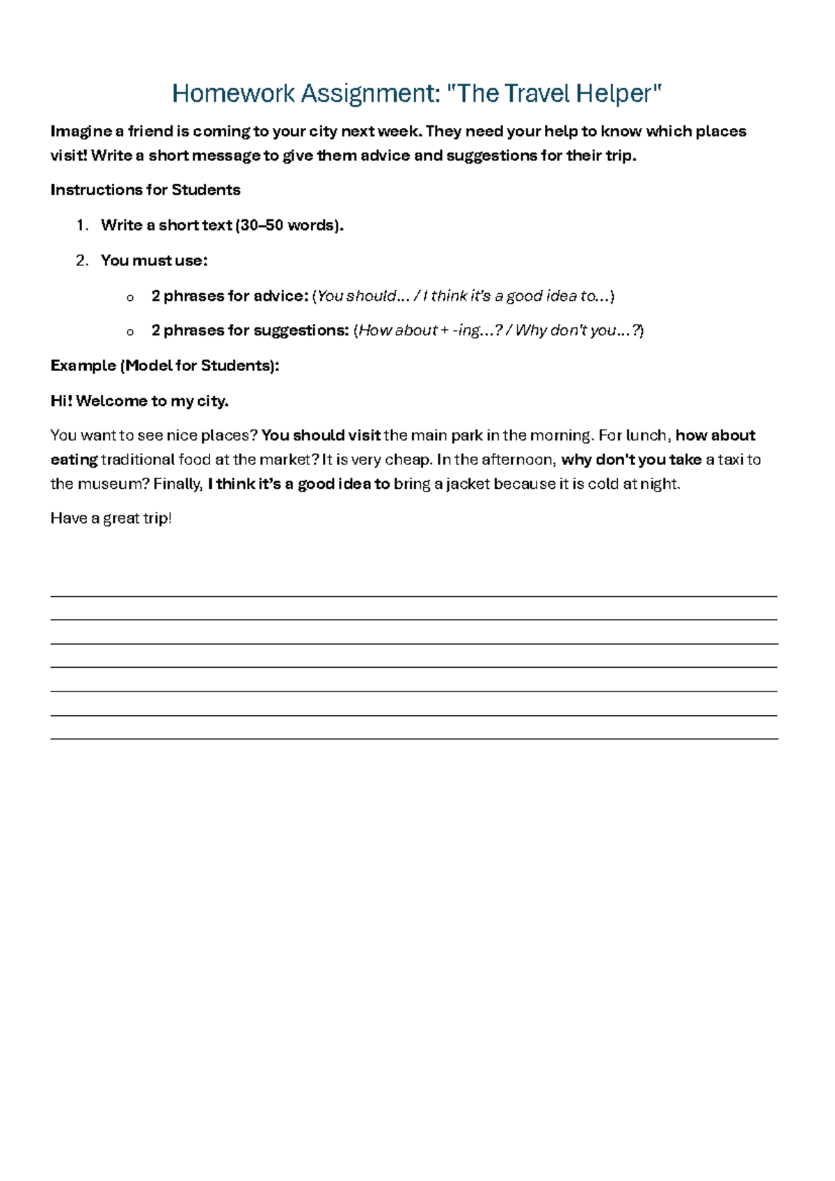 8.3 UNIT Homework Assignment: Travel Suggestions for Friends - Studocu