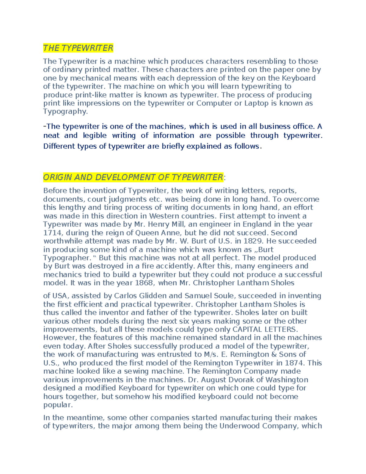 Typing- Final- Module - KNOW BETTER - THE TYPEWRITER ####### The ...