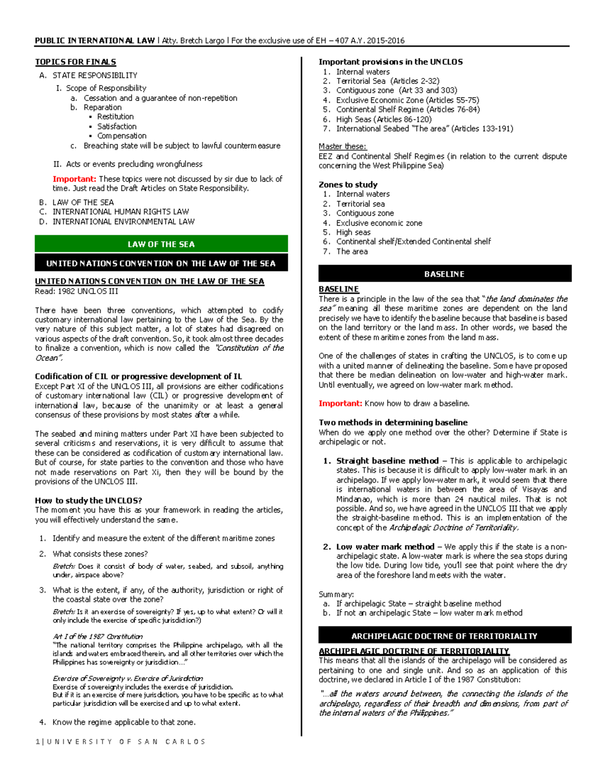 3 - Final Exam Study Notes on Public International Law (INTL 301) - Studocu