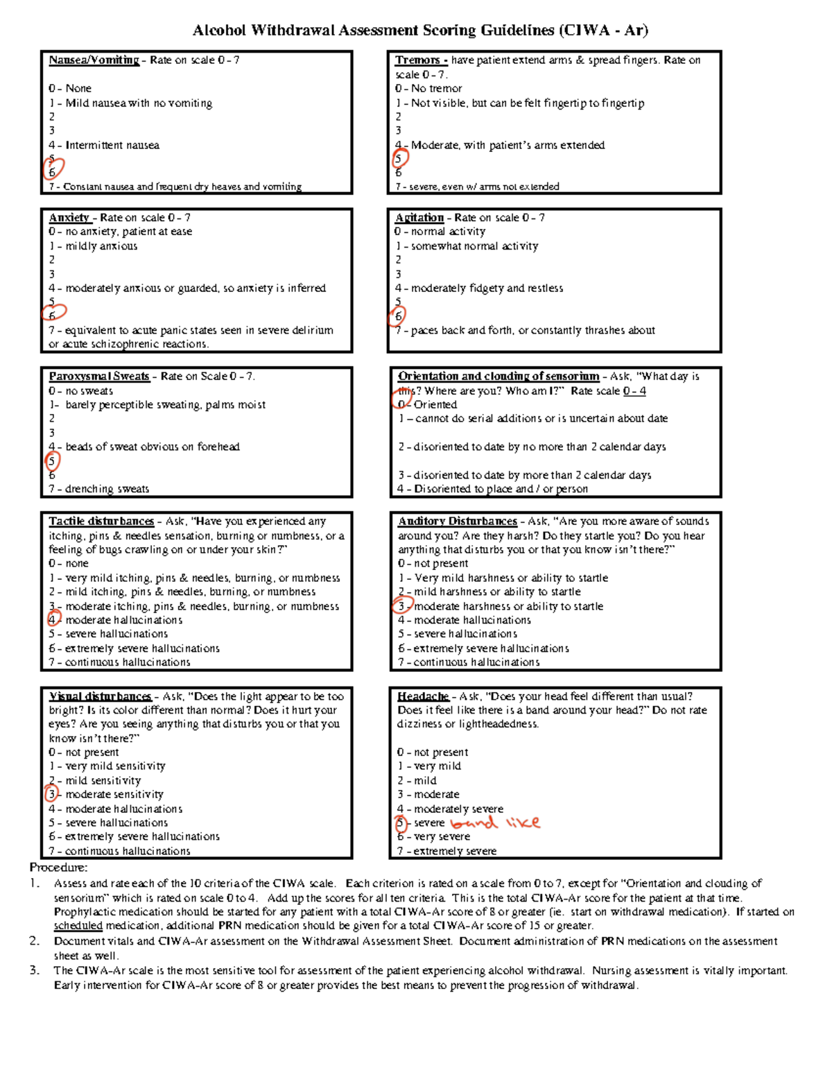 CIWA-Ar Alcohol Withdrawal Assessment Guidelines - Studocu