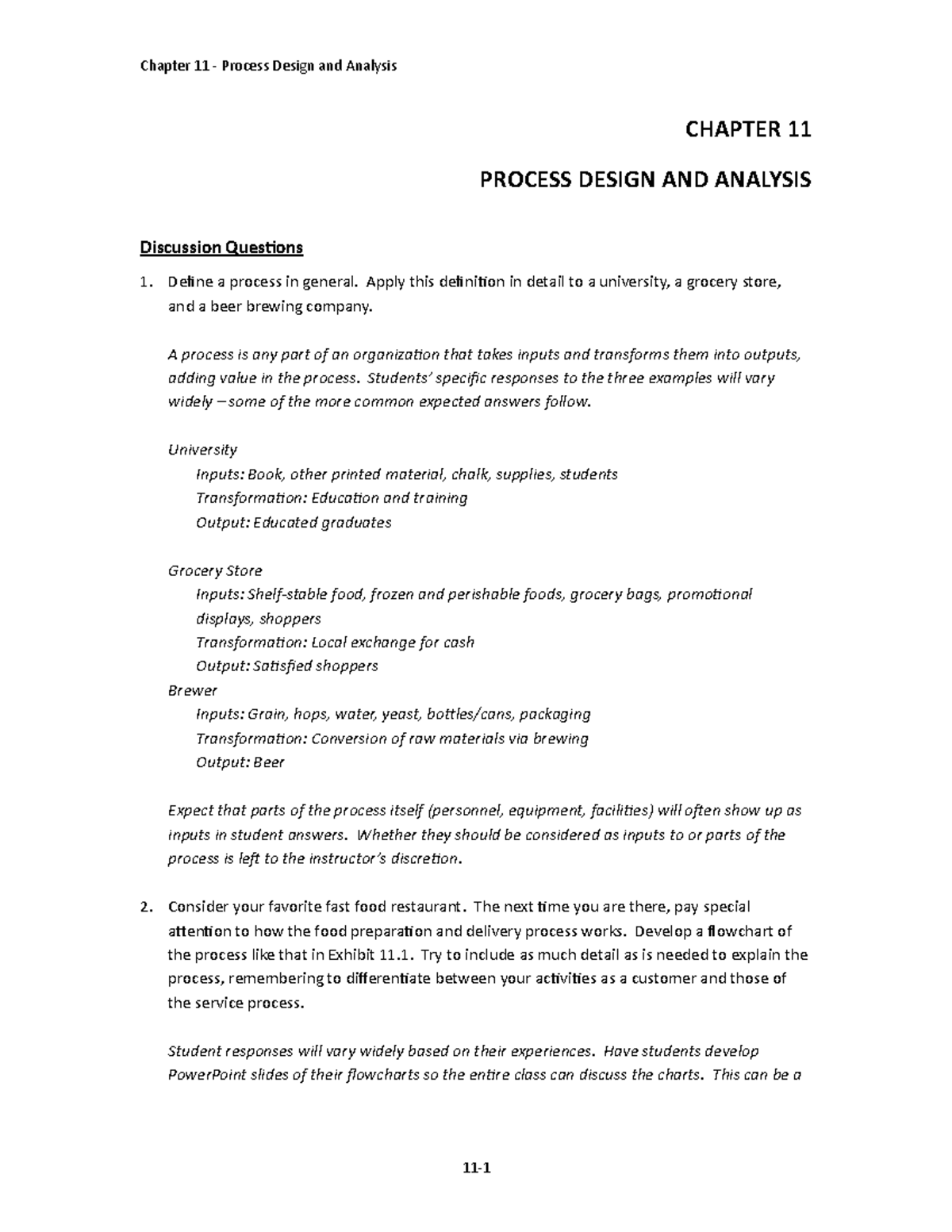 Jacobs 16e SM Chapter 11: Process Design and Analysis Insights - Studocu