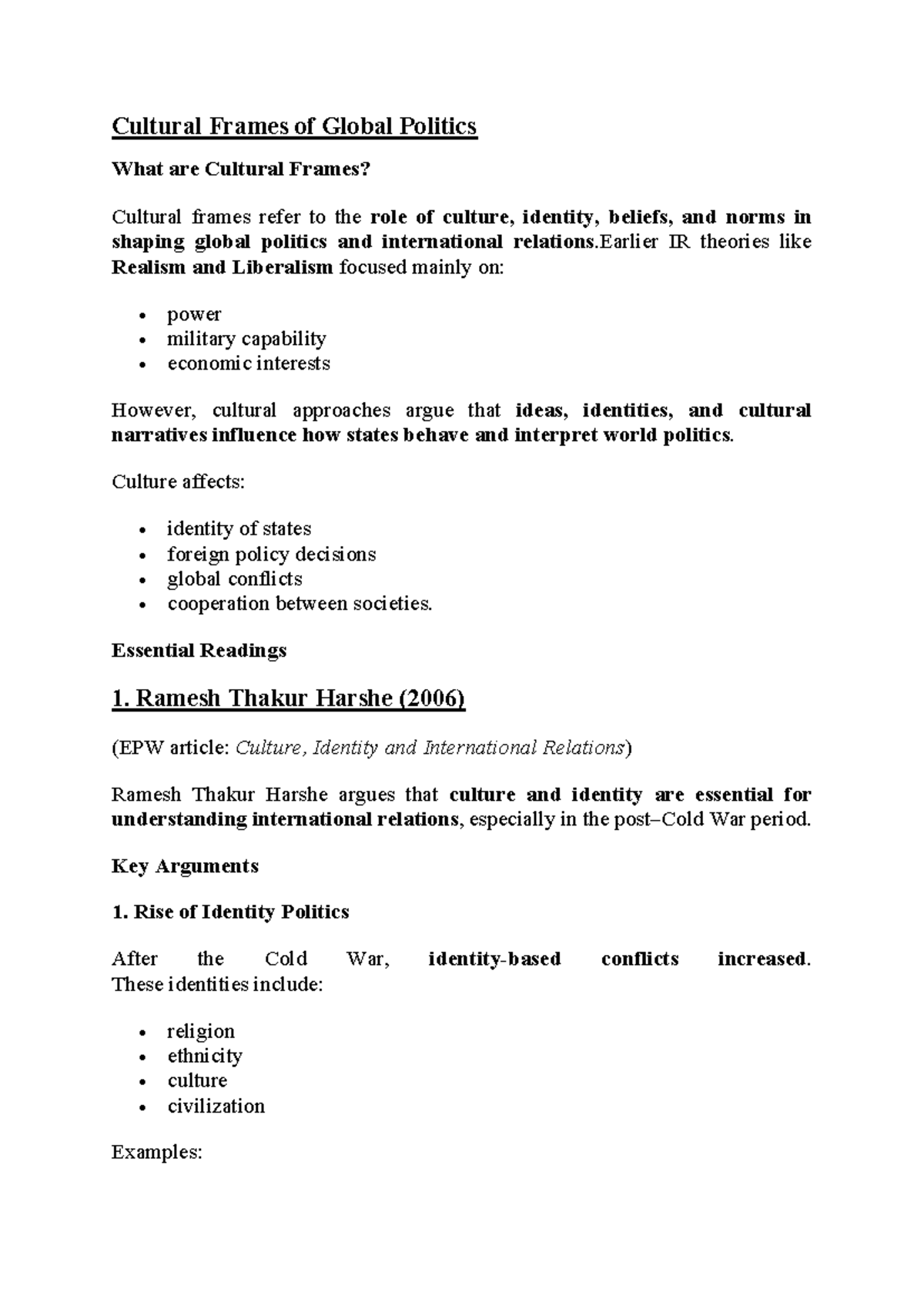 Cultural Frames in Global Politics: Understanding Identity and ...
