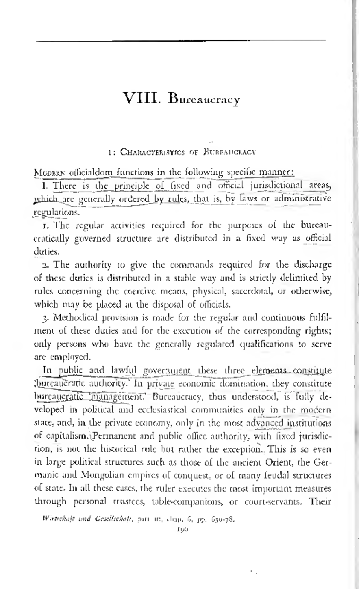 Bureaucracy I: Key Characteristics and Principles (Max Weber) - Studocu