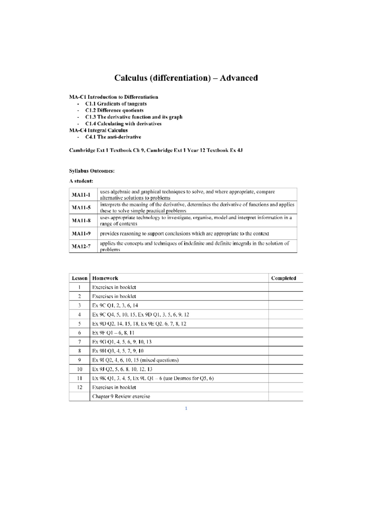 Differentiation Lesson Notes for Advanced Math Study - Studocu