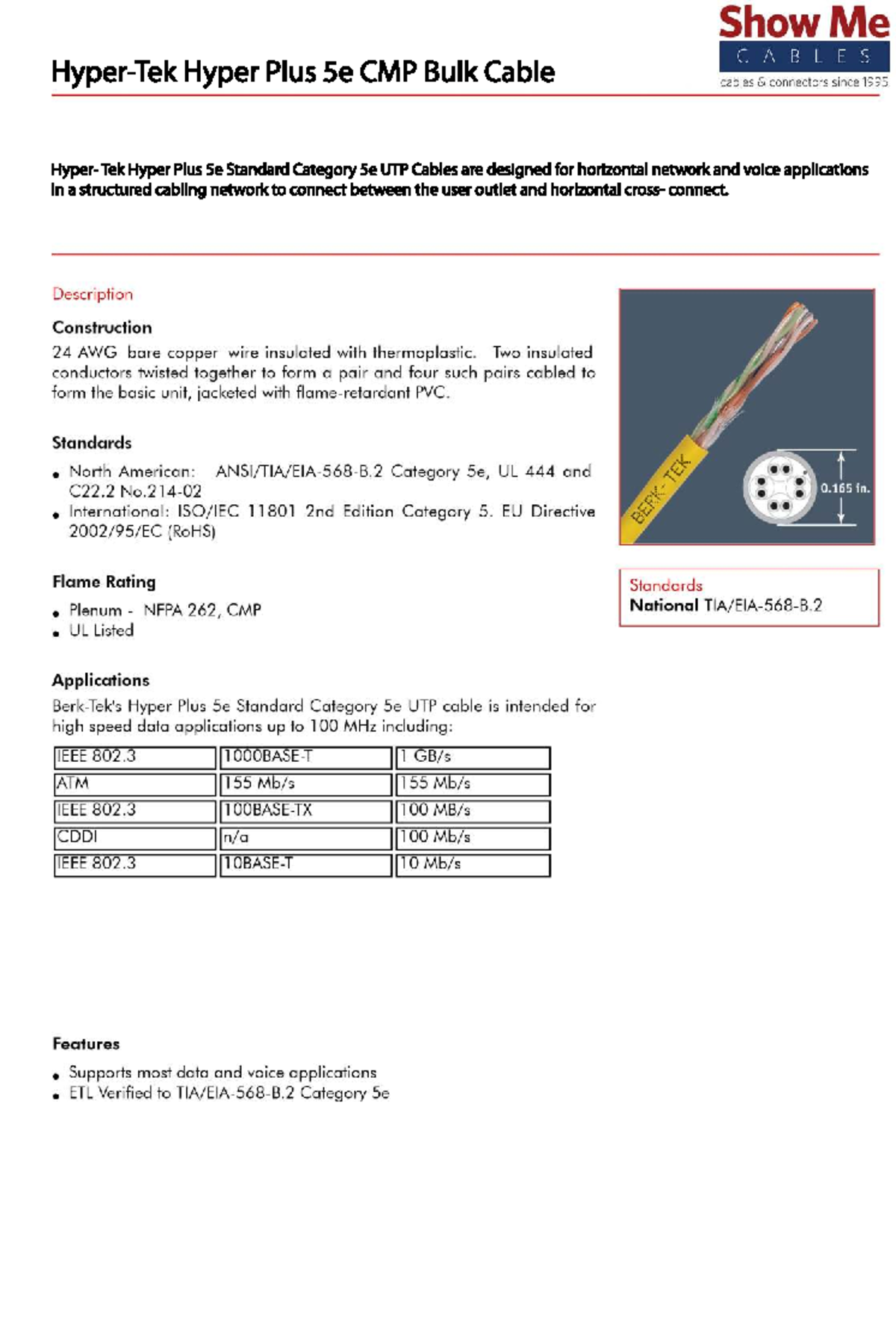 Hyper-Tek Hyper Plus 5e CMP Cable Overview and Applications - Studocu