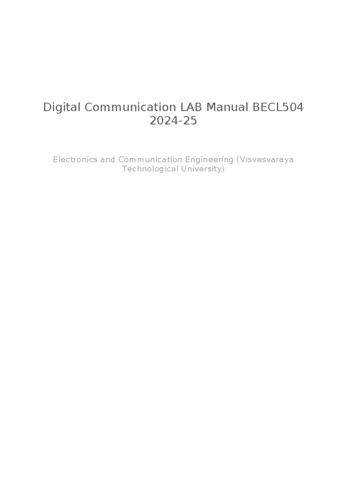 Digital Communication LAB Manual BECL504: Experiments & Techniques ...