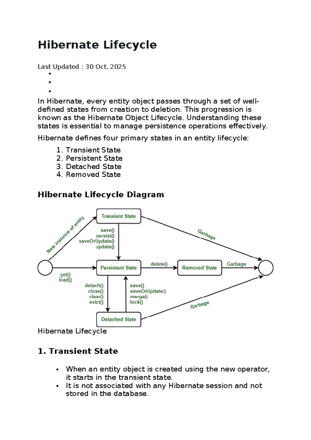Hibernate Lifecycle Overview - Key States Explained - Studocu