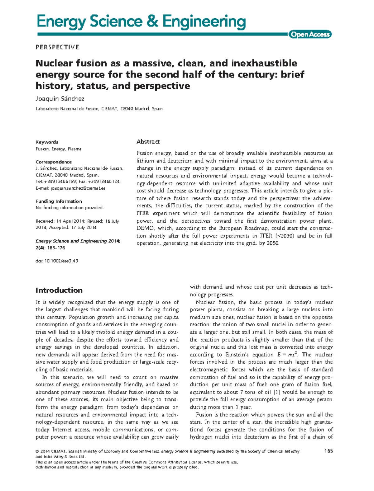 Nuclear Fusion Limitations: Challenges and Perspectives for Ese3.43 ...