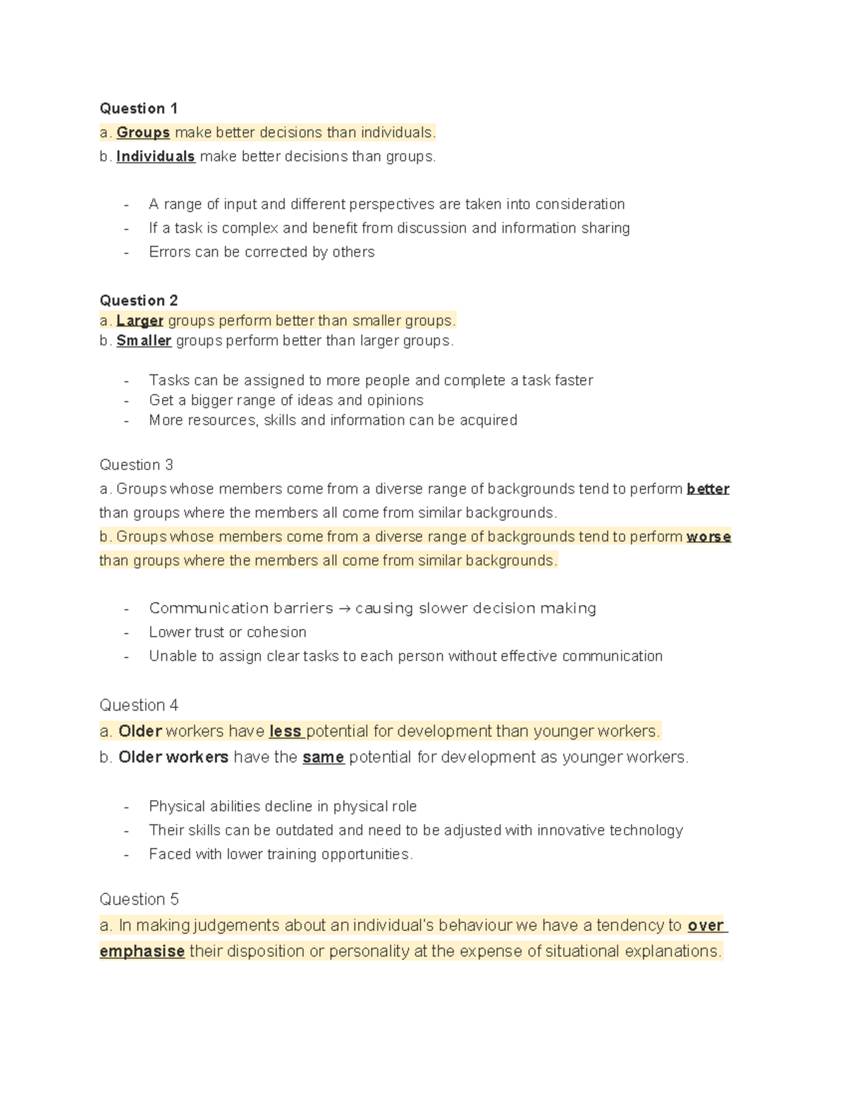 Module 1 Quiz - Group Decision Making and Employee Dynamics - Studocu