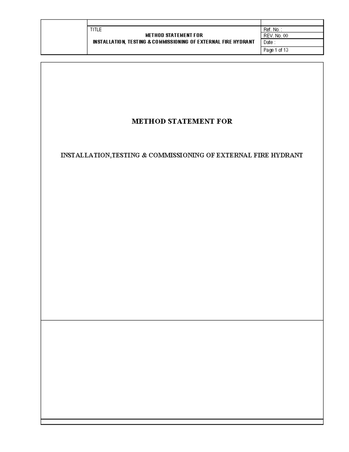 Method Statement for Installation, Testing & Commissioning of External ...